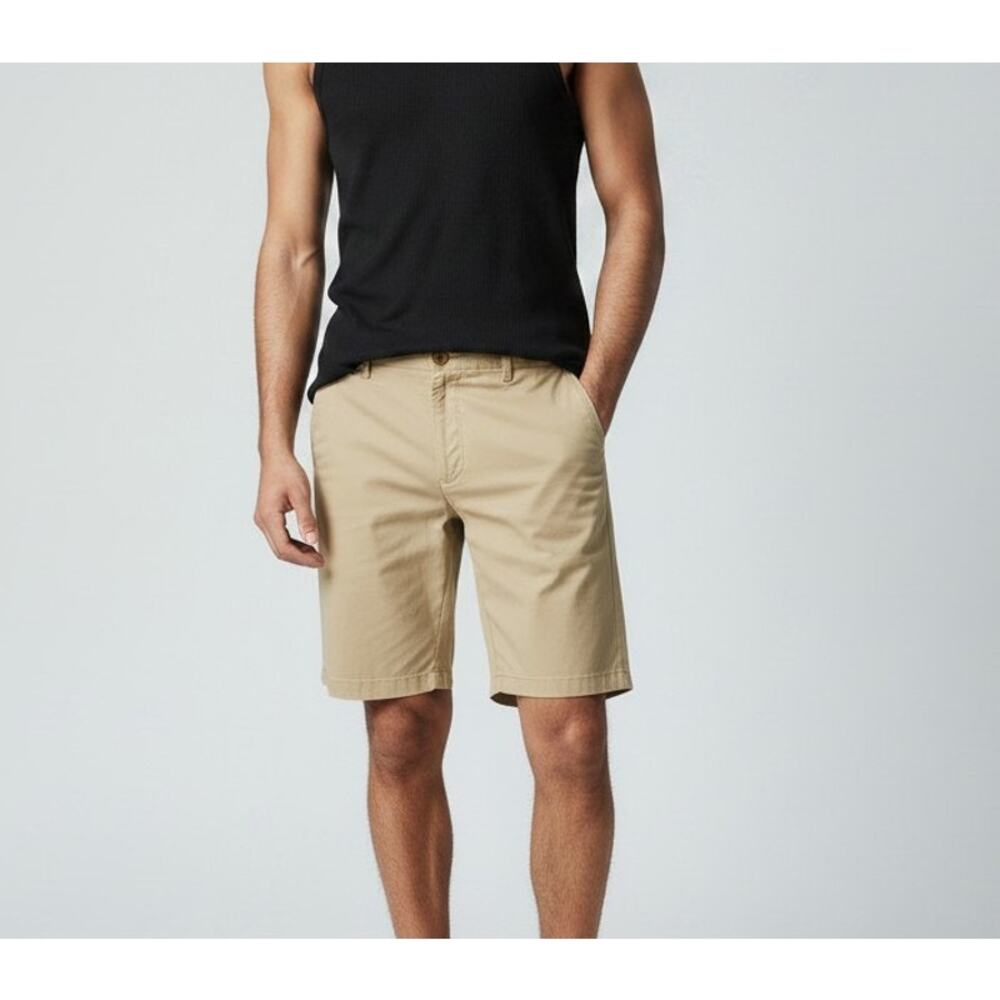 IZOD Saltwater Men’s Khaki Chino Shorts 38 Flat Front Stretch Casual 9.5 Inseam